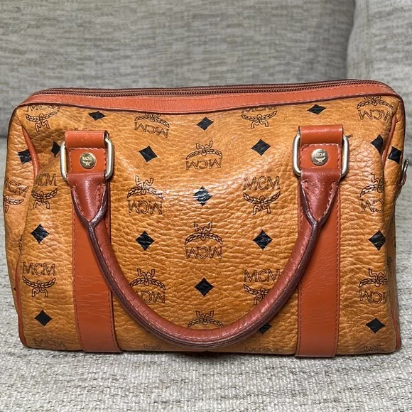 Authentic MCM Cognac Boston Bag. Made in Germany Golf Collection - Picture 3 of 7